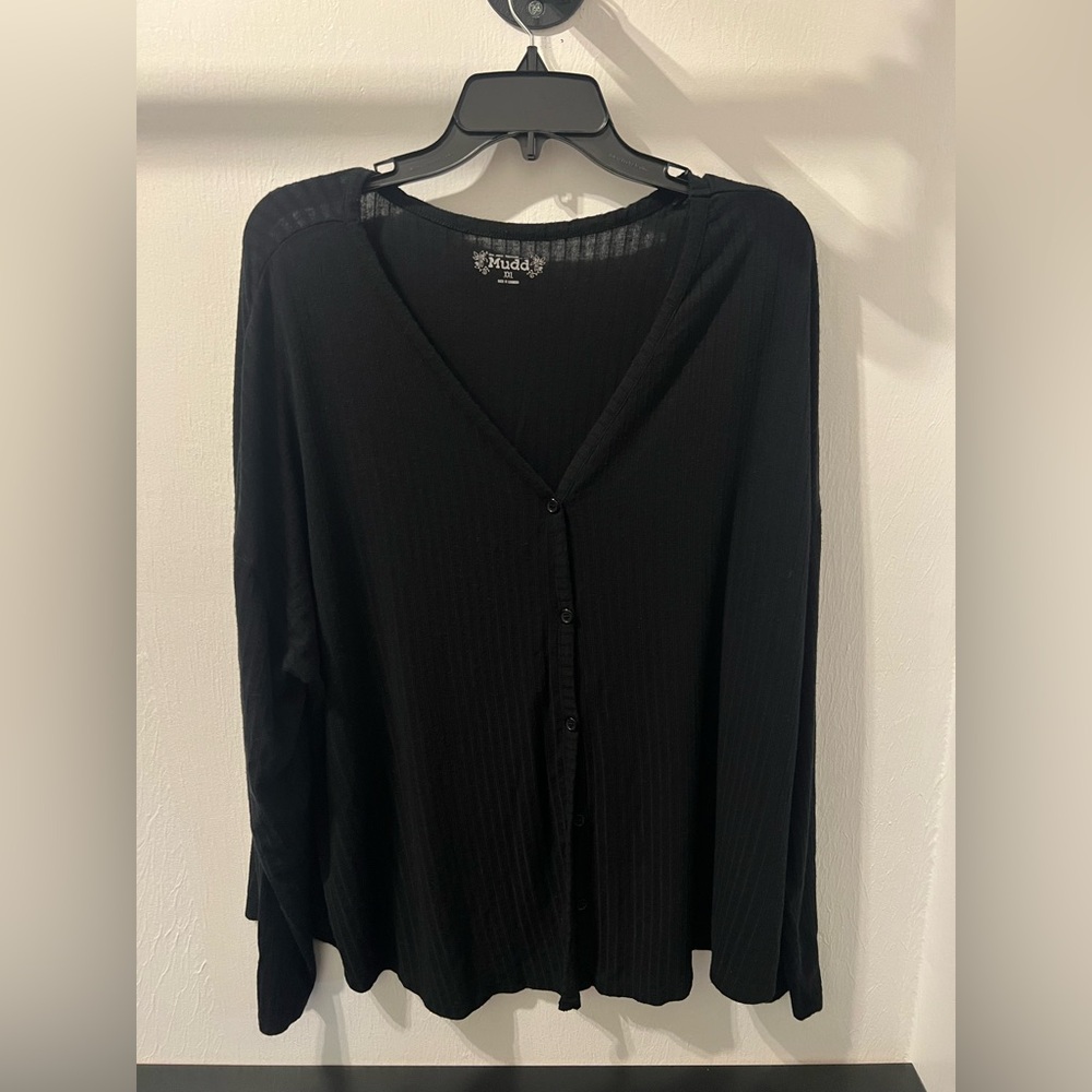 Mudd Black Ribbed Cardigan
